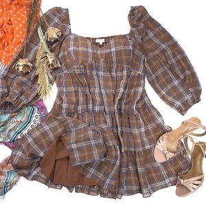 New Gianni Bini Plaid Brown Women's Dress Sz XL